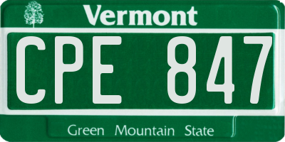 VT license plate CPE847