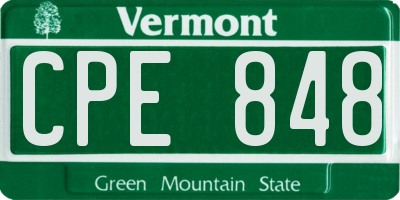 VT license plate CPE848