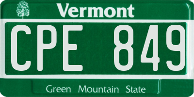 VT license plate CPE849