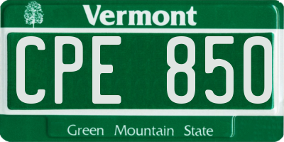 VT license plate CPE850