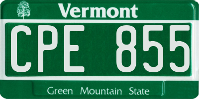 VT license plate CPE855