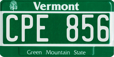 VT license plate CPE856