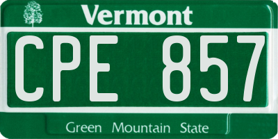 VT license plate CPE857