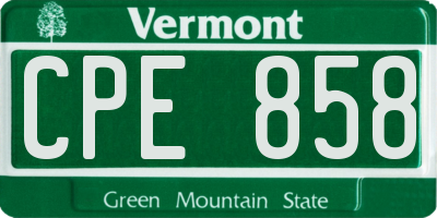VT license plate CPE858