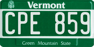 VT license plate CPE859