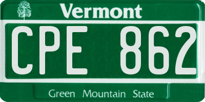 VT license plate CPE862