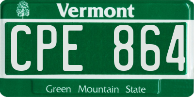 VT license plate CPE864