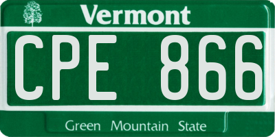 VT license plate CPE866