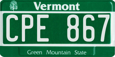 VT license plate CPE867