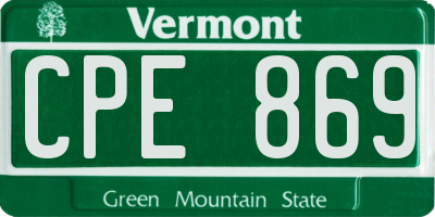 VT license plate CPE869