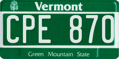 VT license plate CPE870