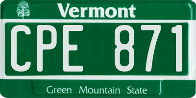 VT license plate CPE871