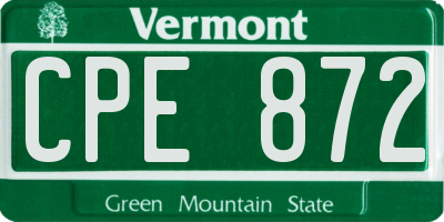 VT license plate CPE872
