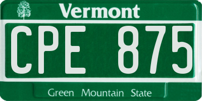 VT license plate CPE875