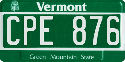 VT license plate CPE876