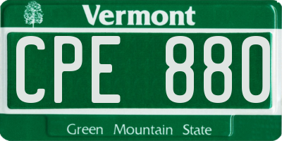 VT license plate CPE880