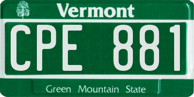 VT license plate CPE881