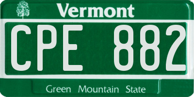 VT license plate CPE882