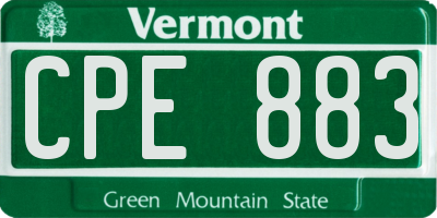 VT license plate CPE883