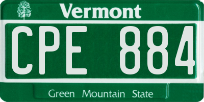 VT license plate CPE884