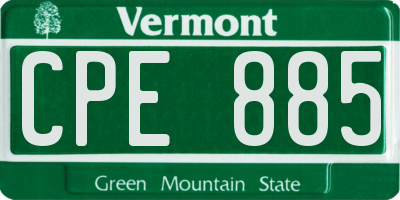 VT license plate CPE885