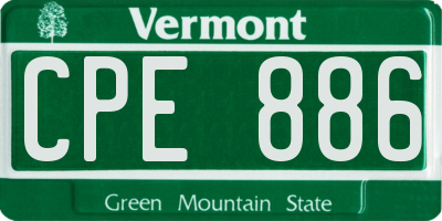 VT license plate CPE886