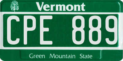VT license plate CPE889