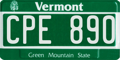 VT license plate CPE890