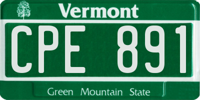 VT license plate CPE891