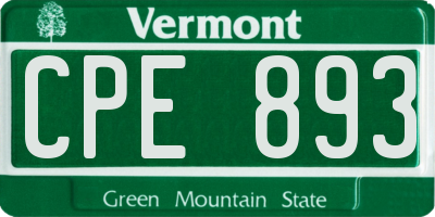 VT license plate CPE893