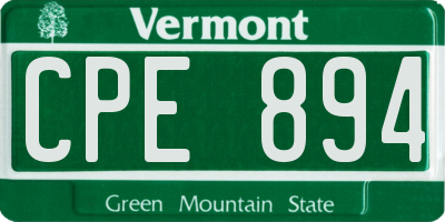 VT license plate CPE894