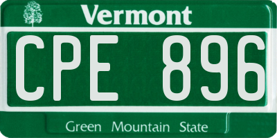 VT license plate CPE896