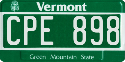 VT license plate CPE898