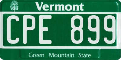VT license plate CPE899