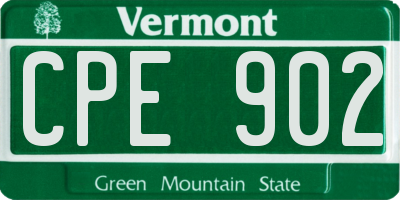 VT license plate CPE902