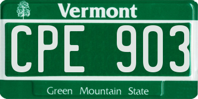 VT license plate CPE903