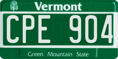 VT license plate CPE904