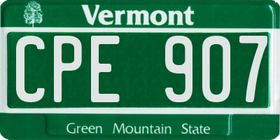 VT license plate CPE907