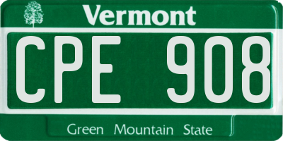 VT license plate CPE908