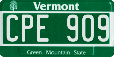 VT license plate CPE909