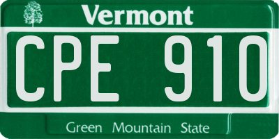 VT license plate CPE910