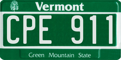 VT license plate CPE911