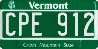 VT license plate CPE912