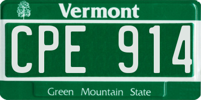 VT license plate CPE914