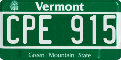 VT license plate CPE915