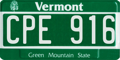 VT license plate CPE916