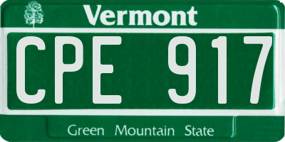 VT license plate CPE917