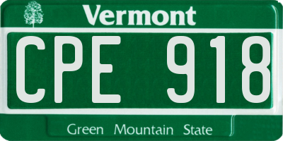 VT license plate CPE918