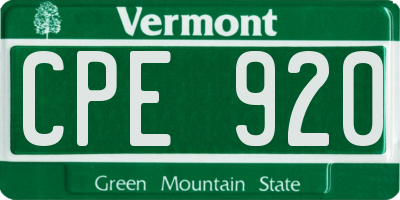 VT license plate CPE920
