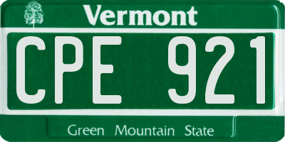 VT license plate CPE921